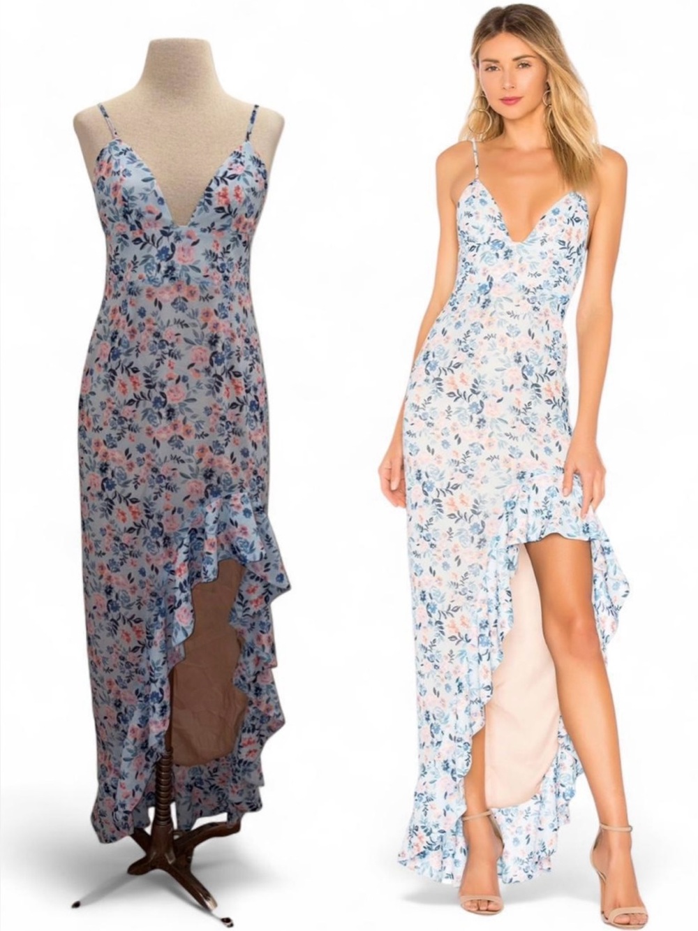Lovers + Friends New Ahamani Ruffle Gown in Meadow Floral Size Medium Cocktail